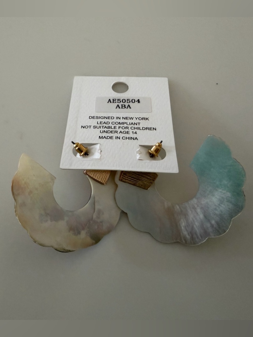 Iridescent Shell Fan Hoop Earrings - Multi-Color - Picture 2 of 2